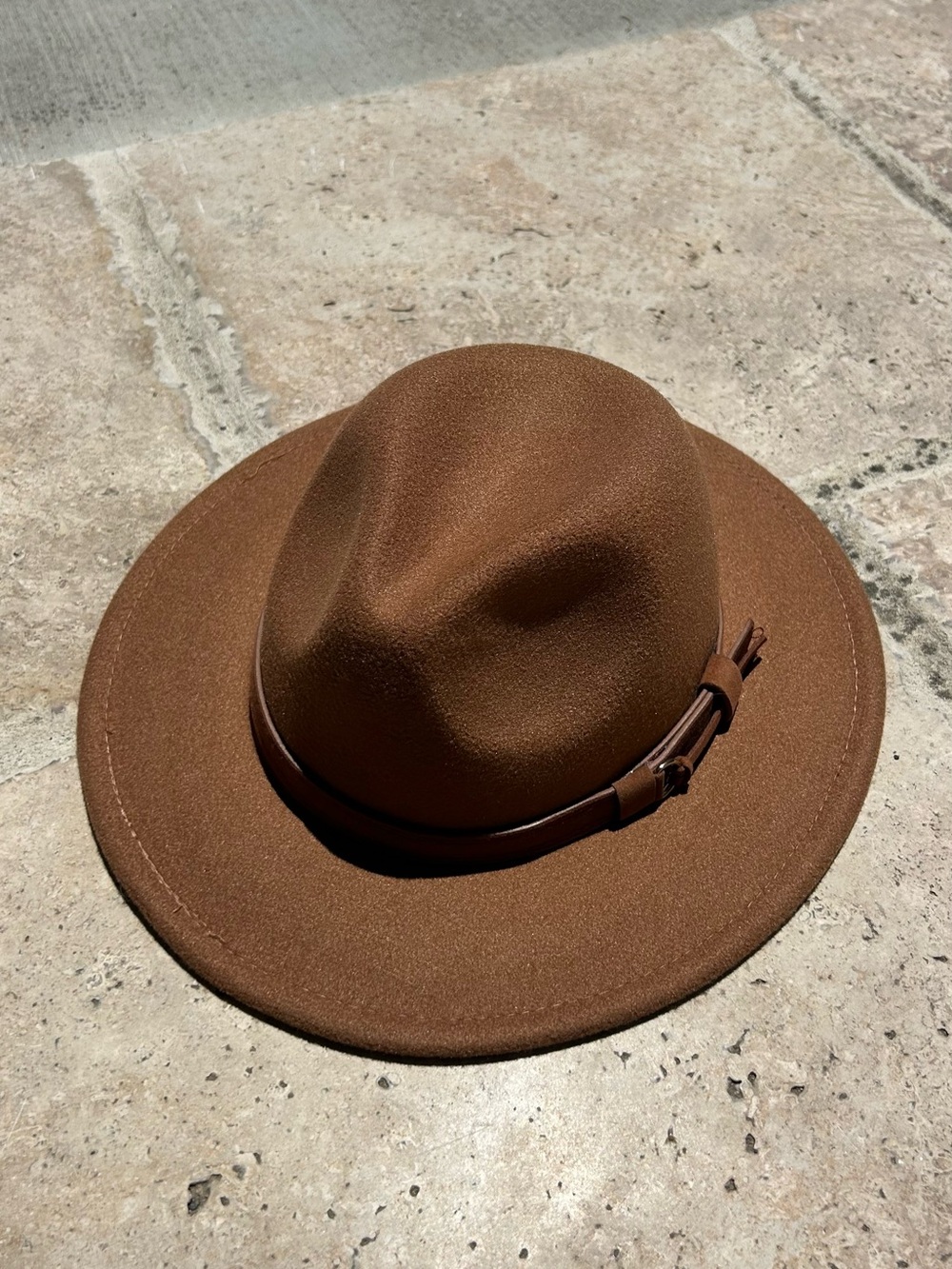 Classic Brown Wool Fedora with Leather Band